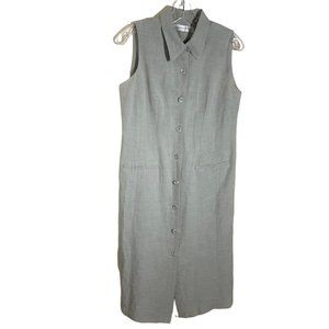 Valerie Stevens Petites Dove Grey Linen & Rayon Sleeveless Maxi Dress, Size 10P